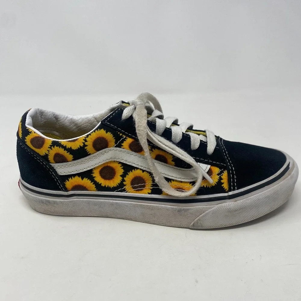 Vans Off the Wall Sunflowers Lace up Low Top Shoes US Junior Girls Size 4